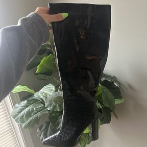 High Black Pointed Boots